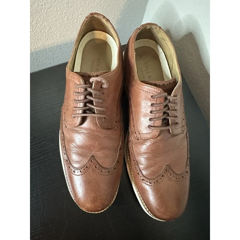 Size 9 - Cole Haan Men's Dress Shoes Brown Leather Wingtip Oxford C26471